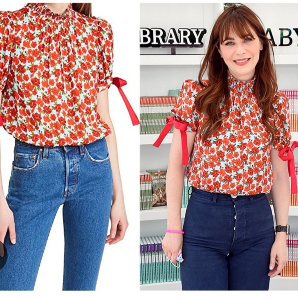 Alice Olivia Irene Cropped Floral Blouse Top NWT